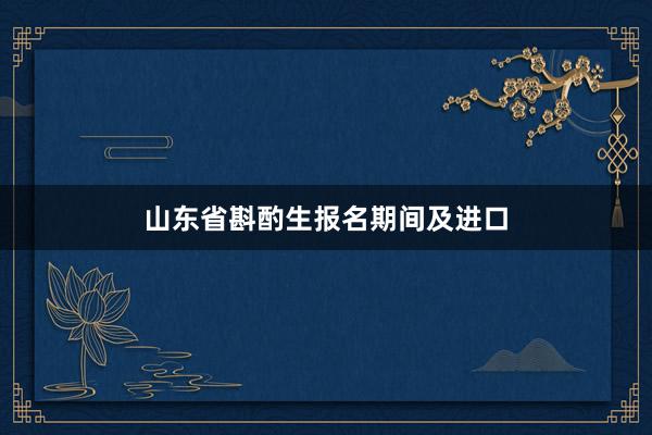 山东省斟酌生报名期间及进口